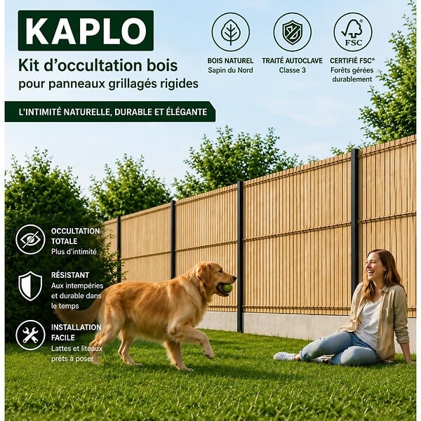 DECKLINEA - Kit Occultation Bois - L2,5 x H1,03m - Epicea - Autoclave - Protege Contre Insecte & Champignons - Pose Facile et Rapide - large