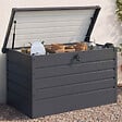 ID MARKET - Coffre de rangement métal verrouillable gris anthracite pour jardin 350L 120x62,5x63 cm - vignette