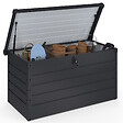 ID MARKET - Coffre de rangement métal verrouillable gris anthracite pour jardin 350L 120x62,5x63 cm - vignette