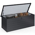 ID MARKET - Coffre de rangement métal verrouillable gris anthracite pour jardin 600L 165x70x63 cm - vignette