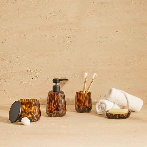 5 FIVE SIMPLY SMART - Distributeur de savon en verre Dotty 400ml flammes marron - large