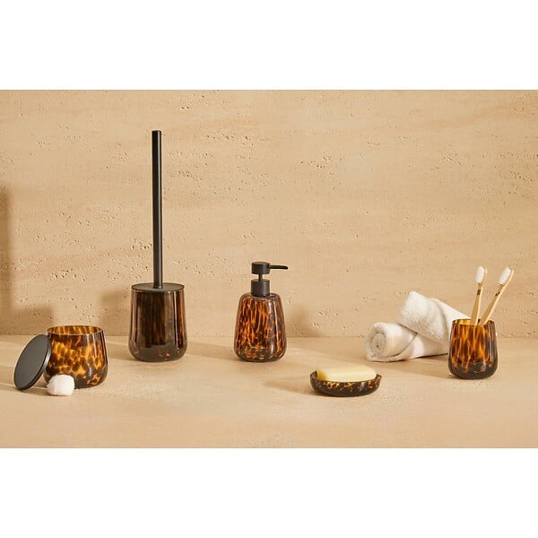 5 FIVE SIMPLY SMART - Distributeur de savon en verre Dotty 400ml flammes marron - large