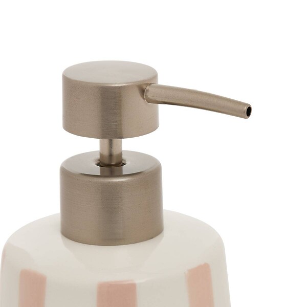 5 FIVE SIMPLY SMART - Distributeur de savon Strio à rayures rose blé 400ml - large