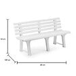 KZ GARDEN - Banc de Jardin 145x49xH74cm - Banc Exterieur Blanc Polypropylène Résitant UV Camping, Terrasse, Jardin Orchidea - vignette