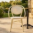 OVIALA - Chaise de terrasse style bistrot parisien aluminium et rotin beige - Villiers - vignette