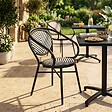 OVIALA - Chaise de terrasse style bistrot parisien en aluminium et rotin noir - Villiers - vignette