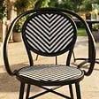 OVIALA - Chaise de terrasse style bistrot parisien en aluminium et rotin noir - Villiers - vignette
