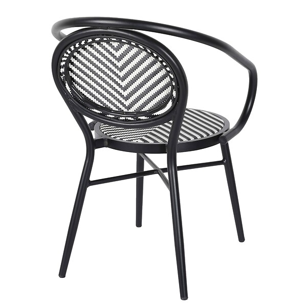 OVIALA - Chaise de terrasse style bistrot parisien en aluminium et rotin noir - Villiers - large