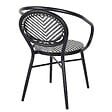 OVIALA - Chaise de terrasse style bistrot parisien en aluminium et rotin noir - Villiers - vignette