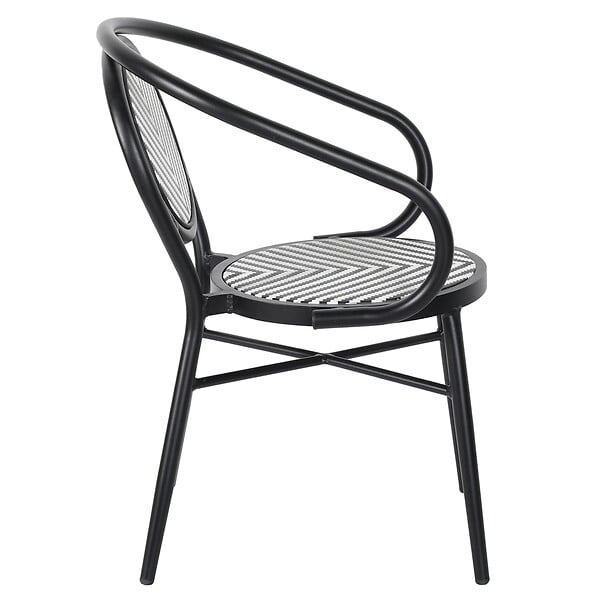 OVIALA - Chaise de terrasse style bistrot parisien en aluminium et rotin noir - Villiers - large