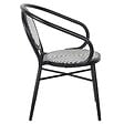OVIALA - Chaise de terrasse style bistrot parisien en aluminium et rotin noir - Villiers - vignette