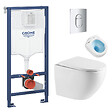 GROHE - Pack WC Bâti-support + WC sans bride Vortex SAT Fusion + Abattant softclose + Plaque Chrome - vignette