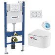 GEBERIT - Pack WC Bati-support  + WC sans bride Vortex Swiss Aqua Technologies + abattant SoftClose + plaque (DELANOTQGEB3) - vignette