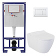 SWISS AQUA TECHNOLOGIES - Pack WC bâti-support autoportant + WC suspendu sans bride Livea avec abattant SoftClose + plaque (STBEWR01-FR) - vignette