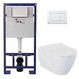 SWISS AQUA TECHNOLOGIES - Pack WC bâti-support autoportant + WC suspendu sans bride Livea avec abattant SoftClose + plaque (STBEWR01-FR) - vignette