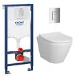 GROHE - Pack WC Bâti-support Rapid SL + Vitra Integra WC sans bride + abattant soft close + Plaque de commande WC Skate Cosmopolitan - vignette
