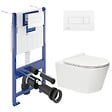 VILLEROY & BOCH - Pack WC Bâti-support Villeroy & Boch + WC sans bride SAT + Abattant ultra-fin softclose + Plaque blanche (ViConnectBrevis-2) - vignette
