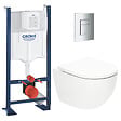 GROHE - Pack WC Bâti-support autoportant Rapid SL + WC SAT Vortex sans bride + Abattant SoftClose + Plaque chrome (PROTORNADO1) - vignette