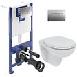 VILLEROY & BOCH - Villeroy & Boch Pack Bâti-support Villeroy & Boch + WC Porcher sans bride + Abattant + Plaque chrome (ViConnectPorcher-1) - vignette