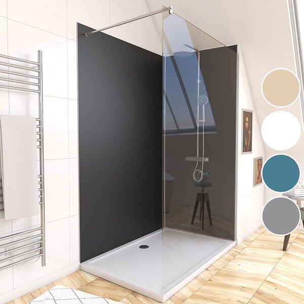 AURLANE - Pack de 2 Panneaux Muraux Aluminium NOIR 90+120x210 cm avec Profilés ANODISE BRILLANT - WALL'IT - large