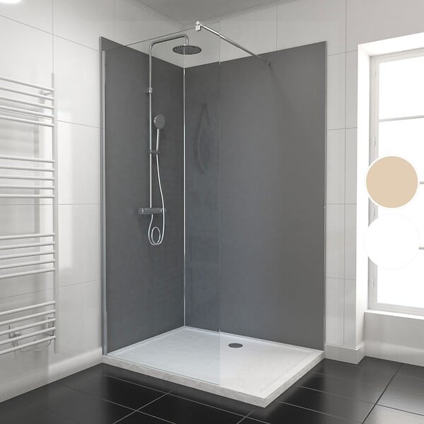 AURLANE - LOT de 2 Panneaux Muraux Aluminium GRIS 90+120x210 cm avec Profilés ANODISE BRILLANT - WALL'IT - large
