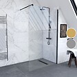 AURLANE - Paroi de Douche 120x200cm Verre Transparent - Barre de Fixation Extensible et Profil Noir - vignette