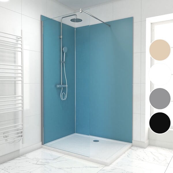 AURLANE - Pack de 2 Panneaux Muraux Aluminium BLEU 90+120x210 cm avec Profilés ANODISE BRILLANT - WALL'IT - large