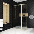 AURLANE - Paroi de Douche avec Volet Pivotant 100+40x200 cm - Finition Or Doré Brossé - GOLDY CONTOURING - vignette