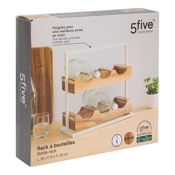 5 FIVE SIMPLY SMART - Rangement bouteilles Acacia 6 bouteilles - large