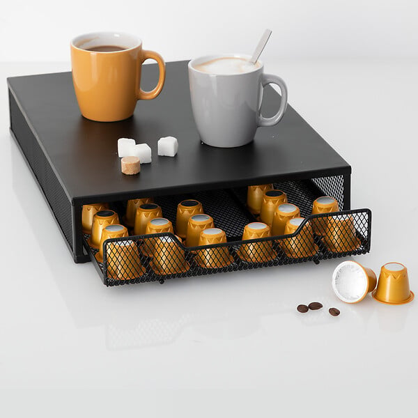 5 FIVE SIMPLY SMART - Porte-capsules x60 avec tiroir noir "Mayaj" - large