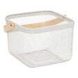 5 FIVE SIMPLY SMART - Corbeille carrée "Mayaj" en métal beige et blanc 26x24,5cm - vignette