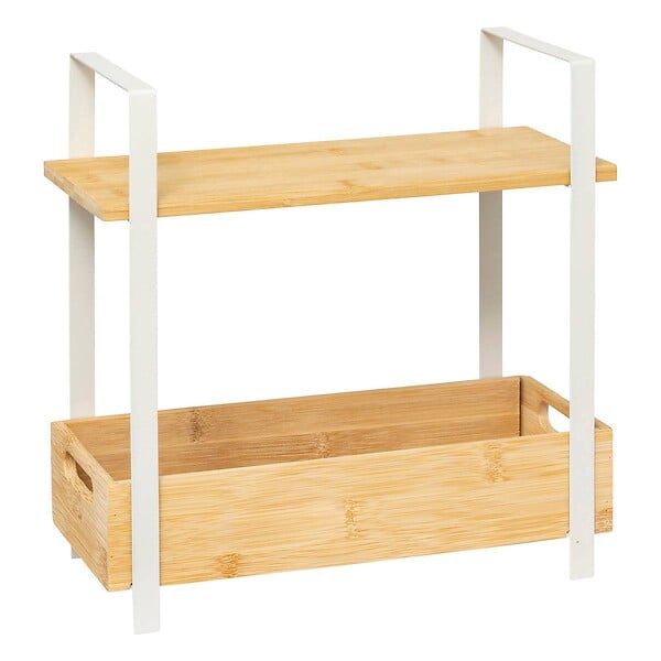 5 FIVE SIMPLY SMART - Étagère "Ordera" 2 niveaux avec bac de rangement en bambou - large