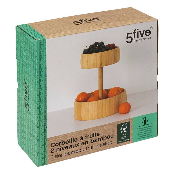 5 FIVE SIMPLY SMART - Corbeille à fruit 2 niveaux bambou - large