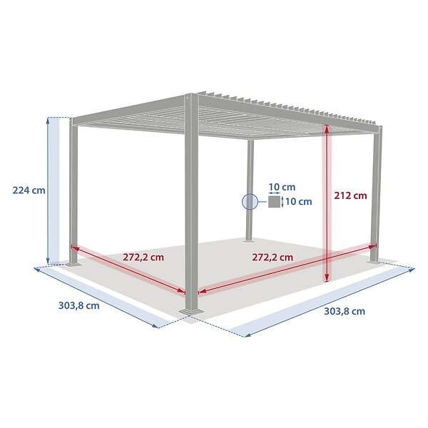 HESPERIDE - Pergola autoportante Evonis 3x3m gris graphite - large