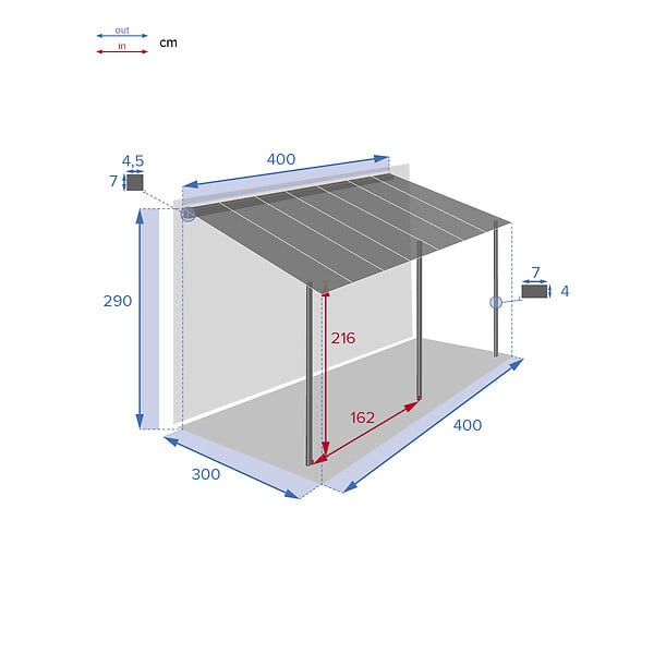 HESPERIDE - Pergola adossée Belize Graphite - large
