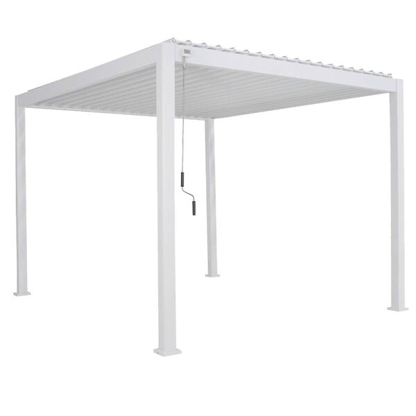 HESPERIDE - Pergola bioclimatique "Evora" petit modèle 3,6x3,6m en aluminium traité époxy Blanc - large