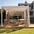 HESPERIDE - Pergola bioclimatique "Evora" petit modèle 3,6x3,6m en aluminium traité époxy Blanc - vignette