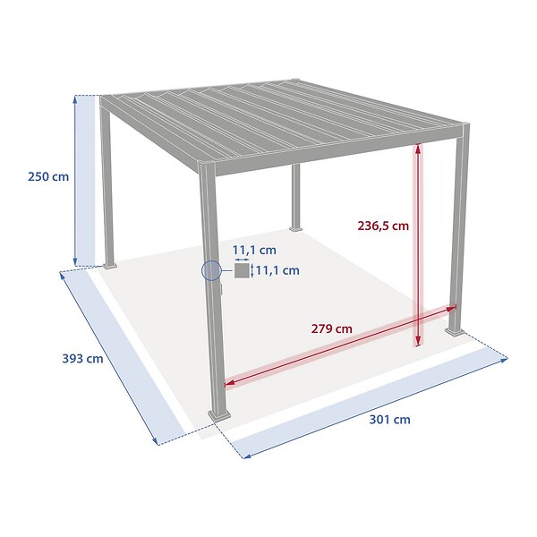 HESPERIDE - Pergola bioclimatique toit rétractable Evora Graphite - 4 x 3 m - Hespéride - large