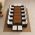 CONCEPT USINE - Salon de jardin encastrable 14 places en bois d'acacia et résine tressée noir + housse TOLEDO - vignette