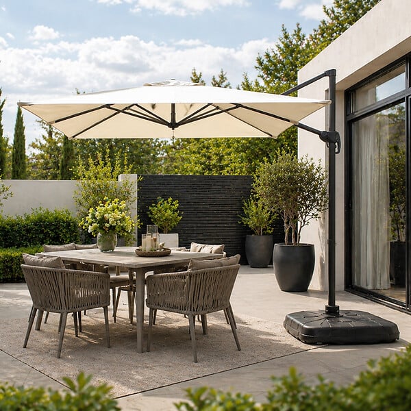 CONCEPT USINE - Parasol rectangulaire 2x3m déporté rotatif écru PIANA - large
