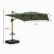 CONCEPT USINE - Parasol rectangulaire 2x3m déporté rotatif vert structure effet bois PIANA - vignette