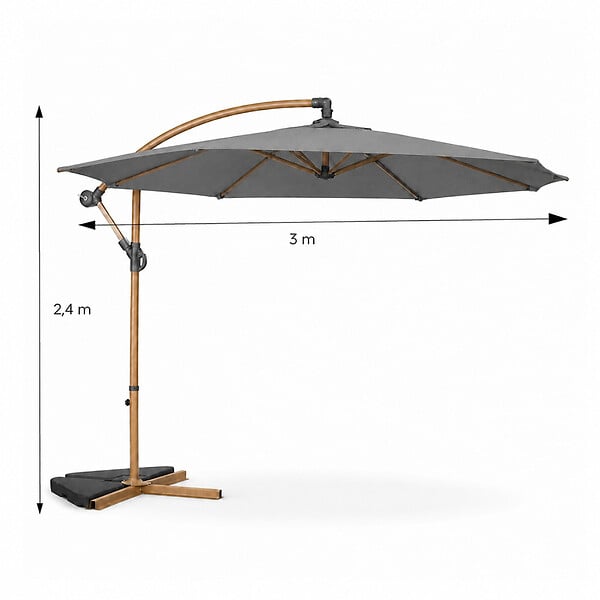 CONCEPT USINE - Parasol déporté octogonal  300 cm gris PORTICCIO - large
