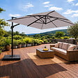 CONCEPT USINE - Parasol rectangulaire 3x4 déporté rotatif gris en aluminium CEZIR - vignette