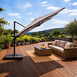 CONCEPT USINE - Parasol rectangulaire 3x4 déporté rotatif gris en aluminium CEZIR - vignette