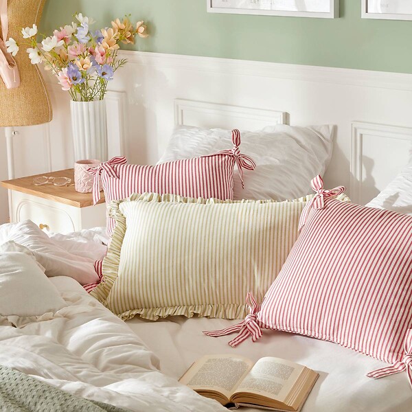 ATMOSPHERA - Coussin Fleur de rose 40x40cm rose - large
