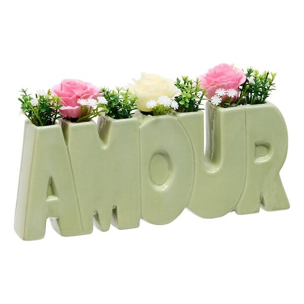 ATMOSPHERA - Composition florale "Amour" Fleur de rose H14cm - large