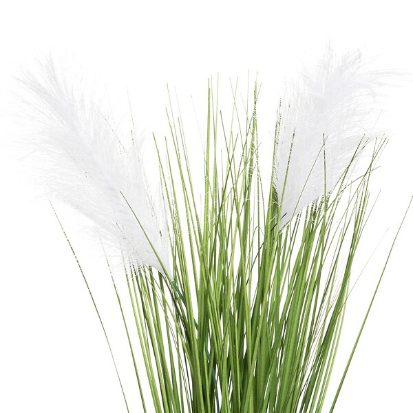 ATMOSPHERA - Plante artificielle "Plumeau" - pot en ciment - H70 cm - Blanc - large