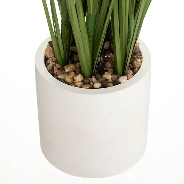 ATMOSPHERA - Plante artificielle "Plumeau" - pot en ciment - H70 cm - Blanc - large