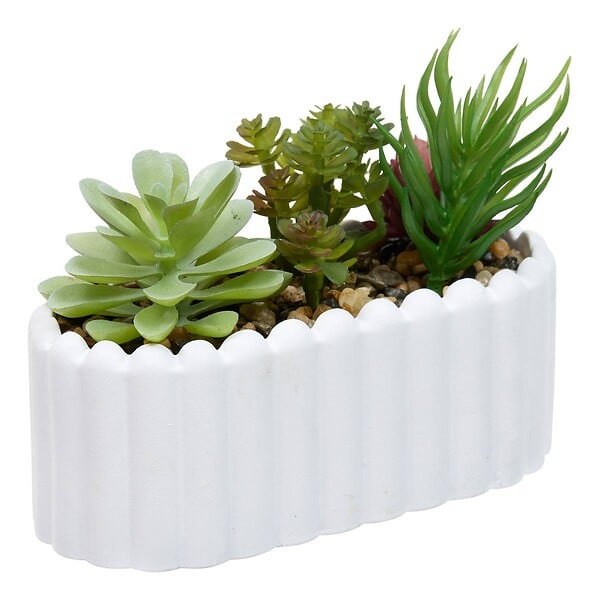 ATMOSPHERA - Plante artificielle Wida 12 cm avec Pot Blanc - large