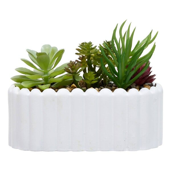 ATMOSPHERA - Plante artificielle Wida 12 cm avec Pot Blanc - large